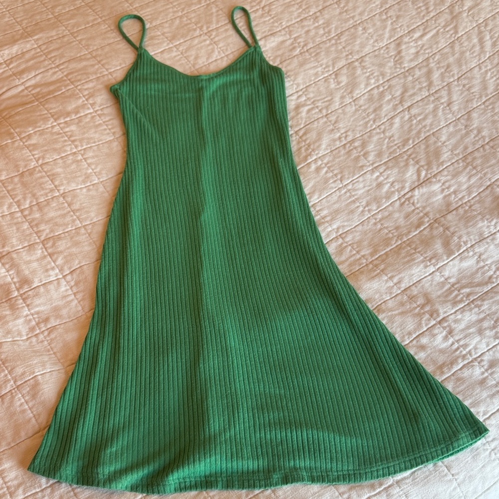 Reformation Green Ribbed Mini Dress